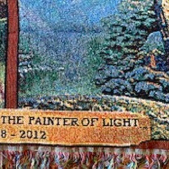 NWT Thomas Kinkade Painter of Light Tapestry Throw Blanket 1958-2012 60” x 50” - Picture 7 of 12